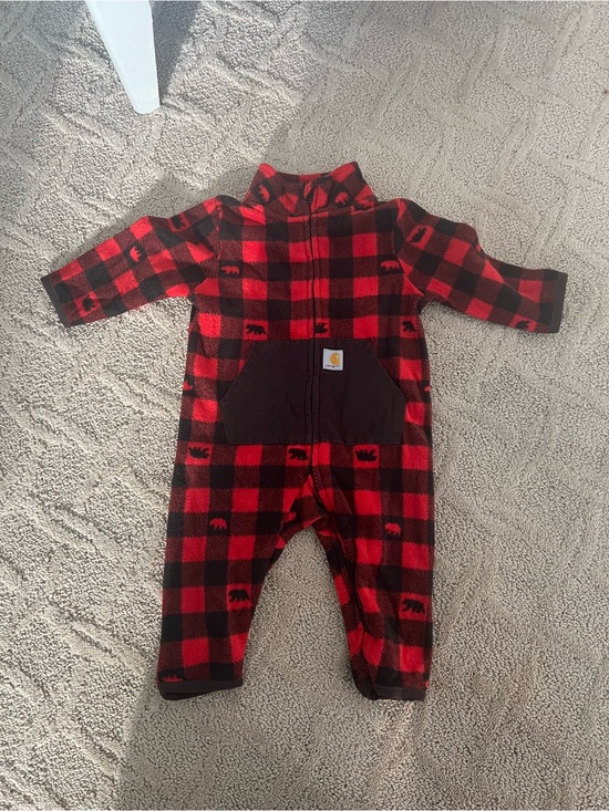 Carhartt Other - Carhartt Red and Black Buffalo Plaid Fleece Baby Zipper One-Piece. Size 3months